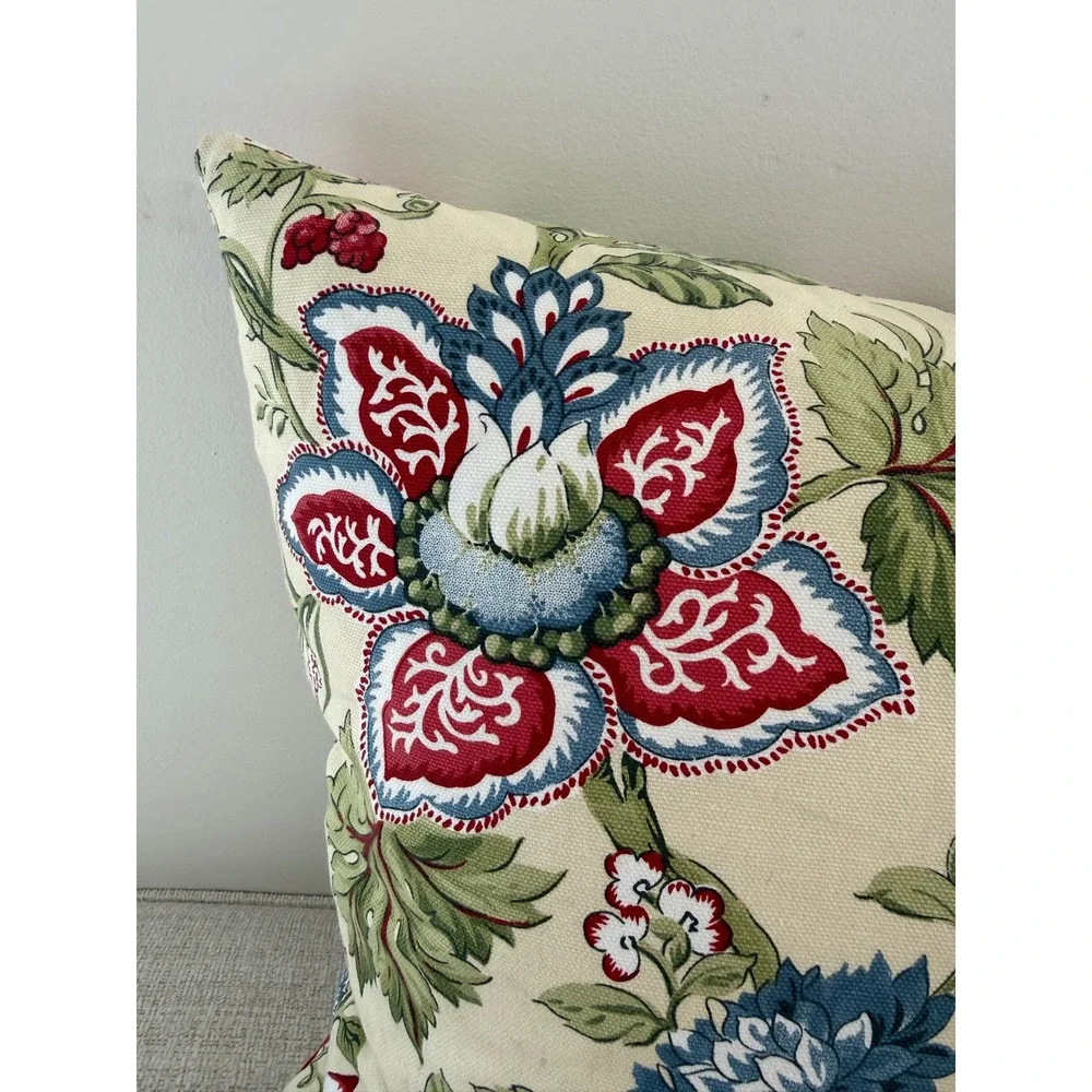 Throw Pillow Floral Garden Down Insert Double Sided Zipper Closure Cottage